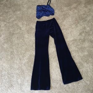 Royal blue two piece dance costume adult large